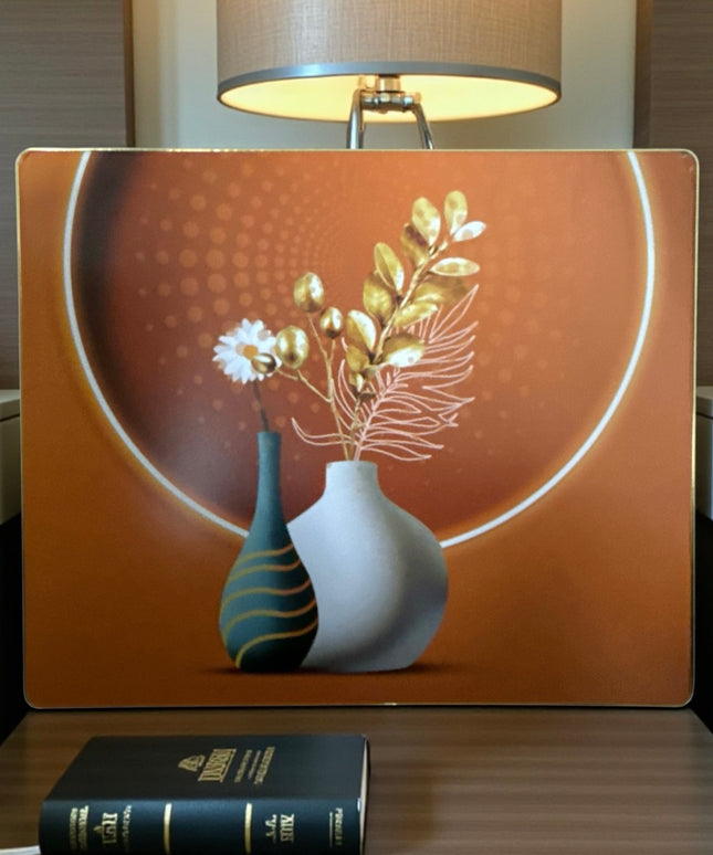 Tablou Decorativ -Vaze Moderne cu Accente Aurii 58x48cm cod 1148-3
