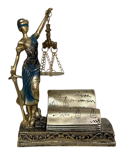 Statuetă Zeița Justiției -Suport cărți vizită 18cm cod1162-4
