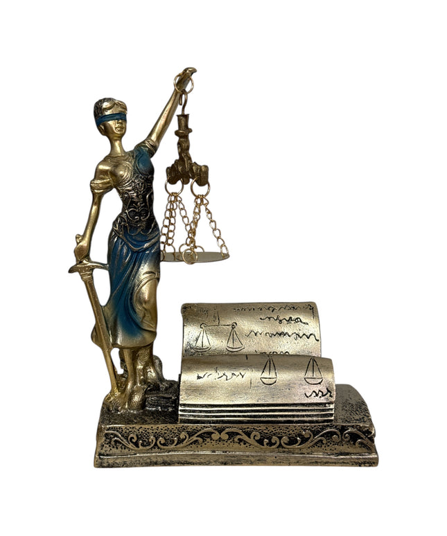 Statuetă Zeița Justiției -Suport cărți vizită 18cm cod1162-4