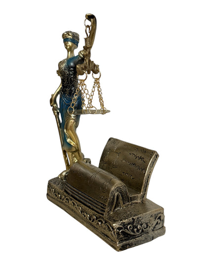 Statuetă Zeița Justiției -Suport cărți vizită 18cm cod1162-4