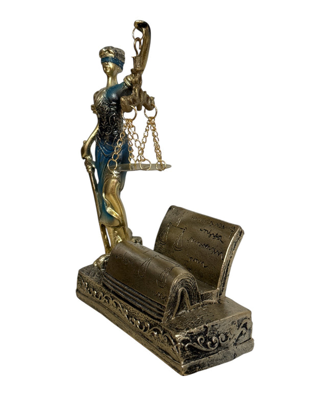 Statuetă Zeița Justiției -Suport cărți vizită 18cm cod1162-4