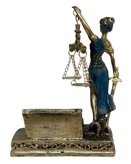 Statuetă Zeița Justiției -Suport cărți vizită 18cm cod1162-4