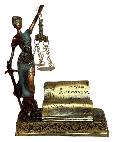 Statuetă Zeița Justiției -Suport cărți vizită 18cm cod1162-5