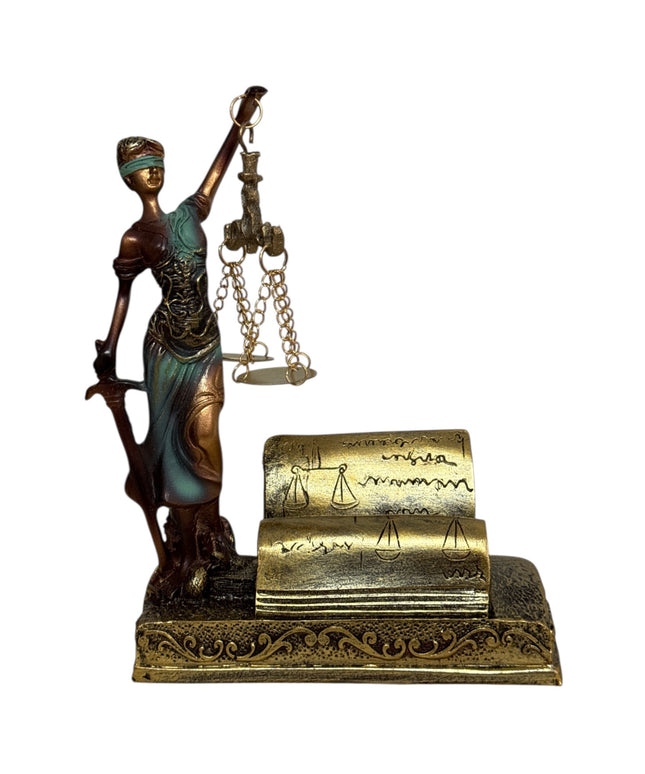 Statuetă Zeița Justiției -Suport cărți vizită 18cm cod1162-5