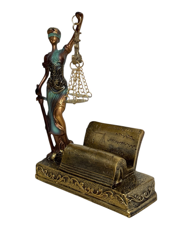 Statuetă Zeița Justiției -Suport cărți vizită 18cm cod1162-5
