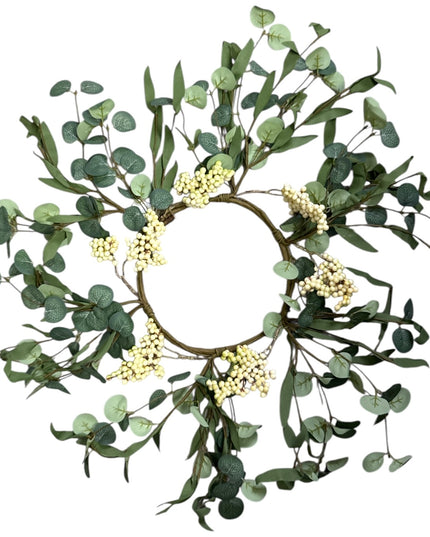 Coroniță decorativă cu frunze de eucalipt 45cm 1123-12