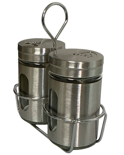 Set solnițe dublu din inox cu suport 13x12cm cod1138-4