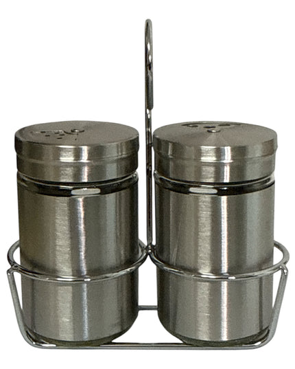 Set solnițe dublu din inox cu suport 13x12cm cod1138-4