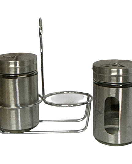 Set solnițe dublu din inox cu suport 13x12cm cod1138-4