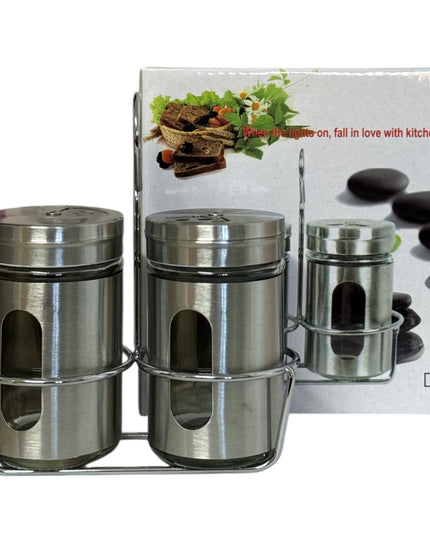 Set solnițe dublu din inox cu suport 13x12cm cod1138-4