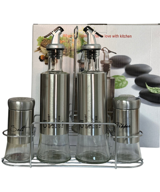 Set condimente 4 piese cu suport 26x26cm cod1138-3