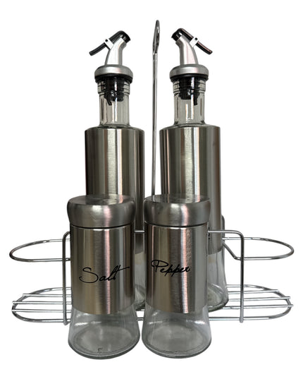 Set condimente 4 piese cu suport 26x26cm cod1138-3