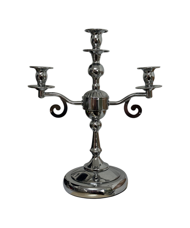 Sfeșnic metalic cu trei brațe Luxury cromat, 35x30cm,cod1153-12