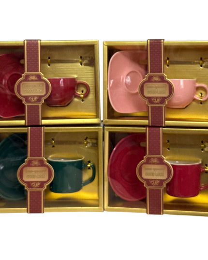 Set cadou ceașcă cu farfurie și linguriță 19x14cm cod 1116