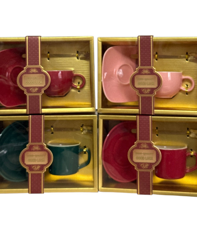 Set cadou ceașcă cu farfurie și linguriță 19x14cm cod 1116