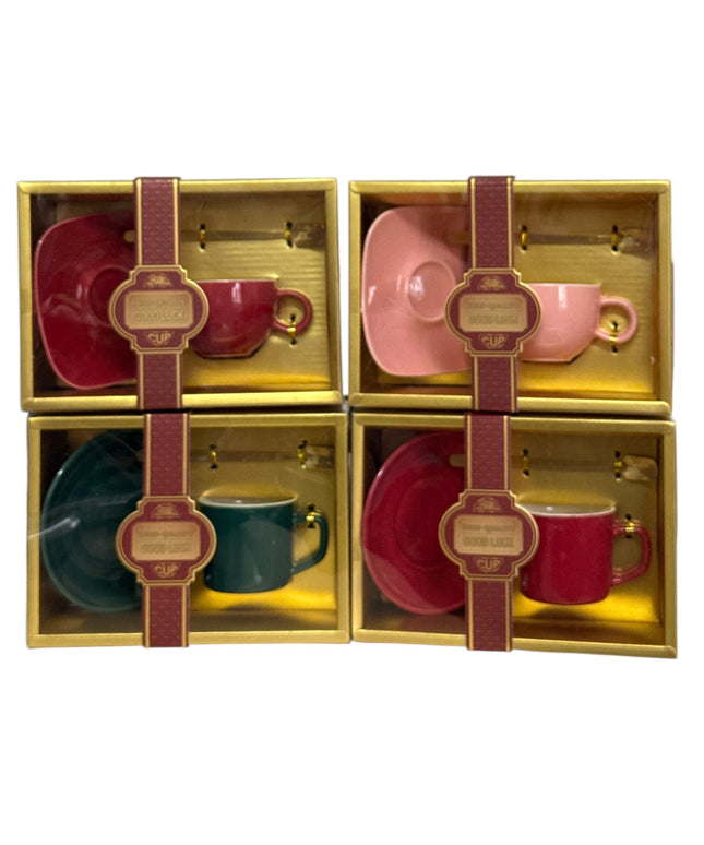 Set cadou ceașcă cu farfurie și linguriță 19x14cm cod 1116