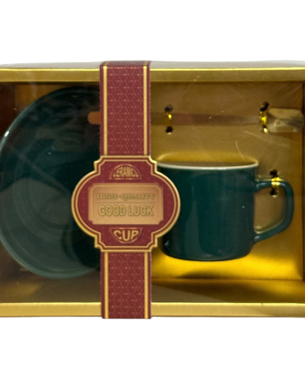 Set cadou ceașcă cu farfurie și linguriță 19x14cm cod 1116