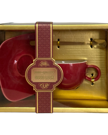 Set cadou ceașcă cu farfurie și linguriță 19x14cm cod 1116