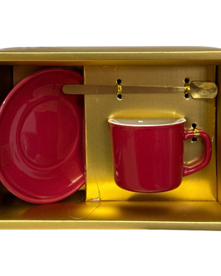 Set cadou ceașcă cu farfurie și linguriță 19x14cm cod 1116