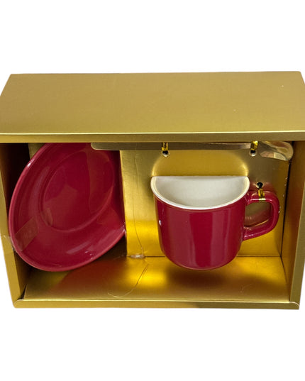 Set cadou ceașcă cu farfurie și linguriță 19x14cm cod 1116