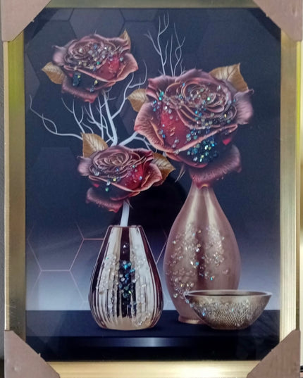 Tablou cristale 3D Floral cu ramă aurie 40×30cm cod1115-1