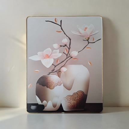 Tablou decorativ floral cu magnolie și ramă aurie 48x38cm cod 1148-2