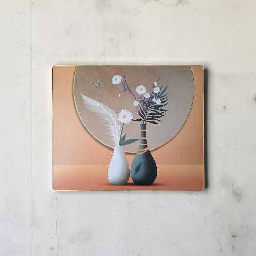 Tablou decorativ floral minimalist cu vaze  58x48cm cod 1148-3