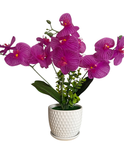 Orhidee artificială în ghiveci ceramic – decor elegant 40cm