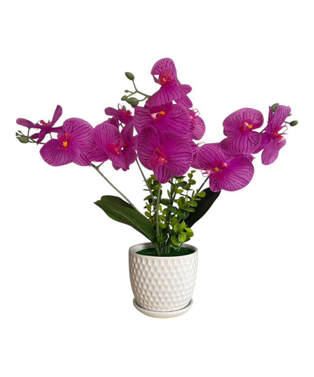 Orhidee artificială în ghiveci ceramic – decor elegant 40cm