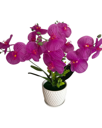 Orhidee artificială în ghiveci ceramic – decor elegant 40cm