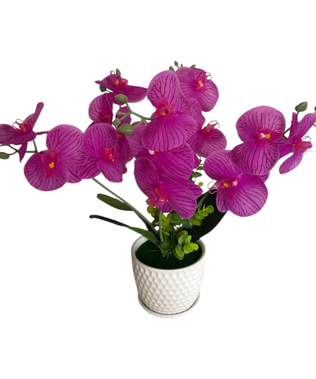Orhidee artificială în ghiveci ceramic – decor elegant 40cm