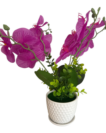 Orhidee artificială în ghiveci ceramic – decor elegant 40cm