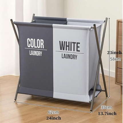 Coș de rufe compartimentat inteligent 2 în 1 Alb/Color,62x58cm,cod1102-1