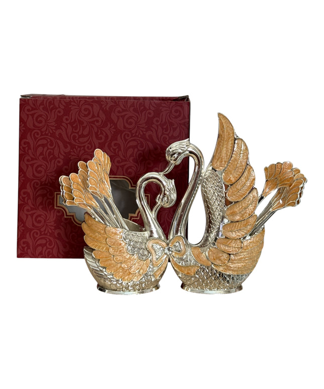 Suport Lebădă cu 6 lingurițe și 6 furculițe 16cm cod1131-2