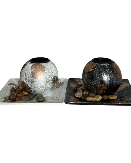 Suport pentru lumânare 1/set cu pietre decorative , 15x9cm,cod1135