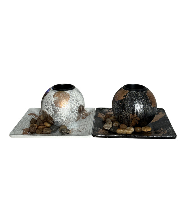 Suport pentru lumânare 1/set cu pietre decorative , 15x9cm,cod1135