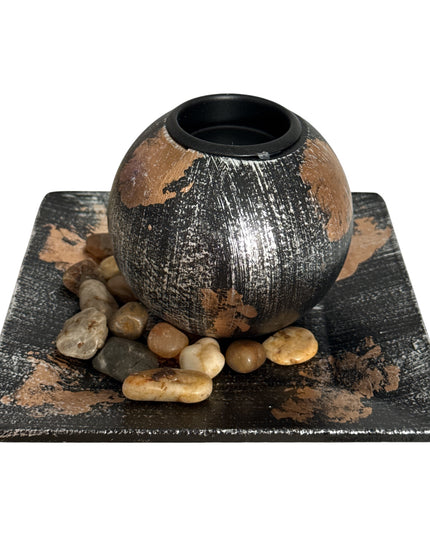 Suport pentru lumânare 1/set cu pietre decorative , 15x9cm,cod1135