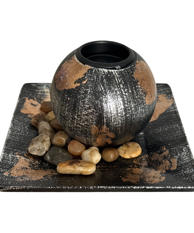 Suport pentru lumânare 1/set cu pietre decorative , 15x9cm,cod1135