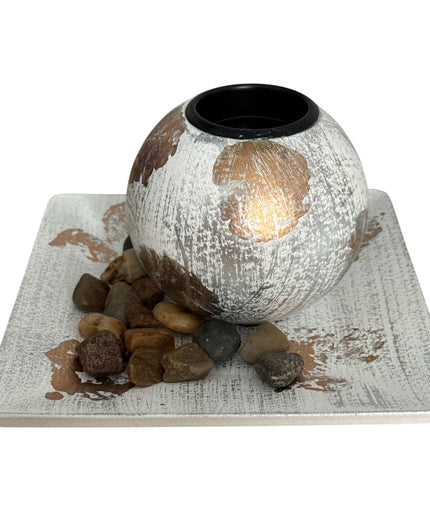 Suport pentru lumânare 1/set cu pietre decorative , 15x9cm,cod1135