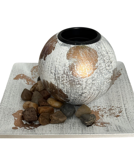 Suport pentru lumânare 1/set cu pietre decorative , 15x9cm,cod1135