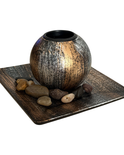 Suport pentru lumânare 1/set cu pietre decorative , 15x9cm,cod1135