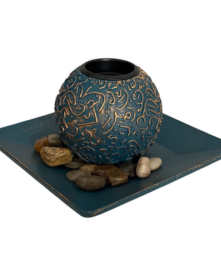 Suport pentru lumânare 1/set cu pietre decorative , 15x9cm,cod1135