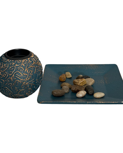 Suport pentru lumânare 1/set cu pietre decorative , 15x9cm,cod1135