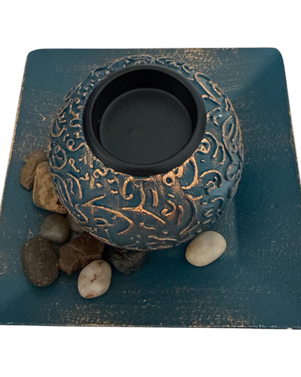 Suport pentru lumânare 1/set cu pietre decorative , 15x9cm,cod1135