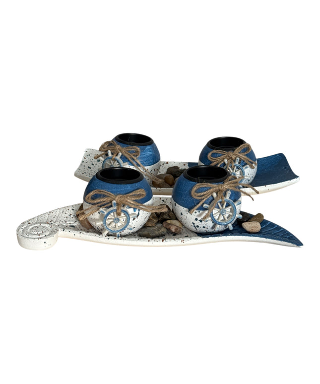 Suport pentru lumânare 2/set design marin , 26x10cm,cod1135