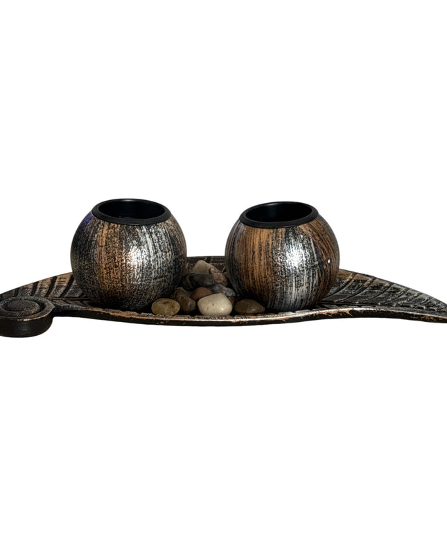 Suport pentru lumânare 2/set cu pietre decorative ,26x10cm,cod1135