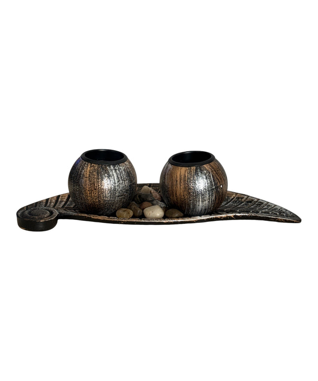 Suport pentru lumânare 2/set cu pietre decorative ,26x10cm,cod1135