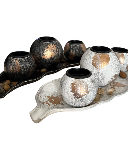 Suport pentru lumânare 3/set cu pietre decorative ,36x12cm,cod1135