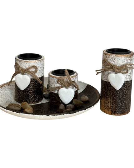 Suport pentru lumânare 3/set cu pietre decorative ,21x12cm,cod1135-9
