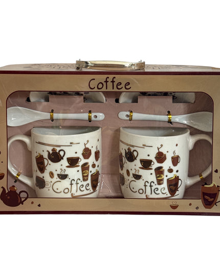Set cadou Coffee 2 căni cu capac și linguriță